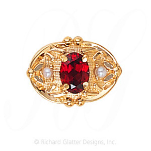 GS463 G/PL - 14 Karat Gold Slide with Garnet center and Pearl accents 